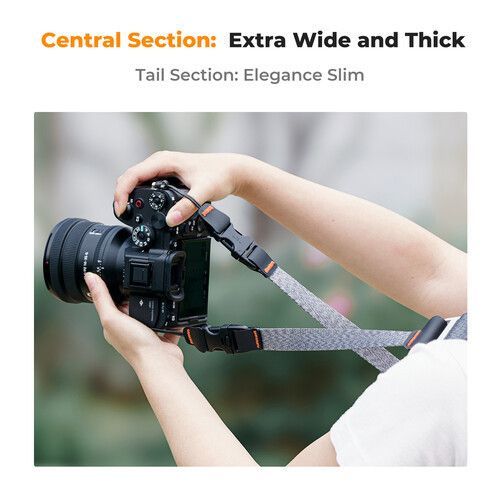 K&F Concept lapos nyakpánt gyorskioldó csattal, 4,5cm x 100-145cm, szürke