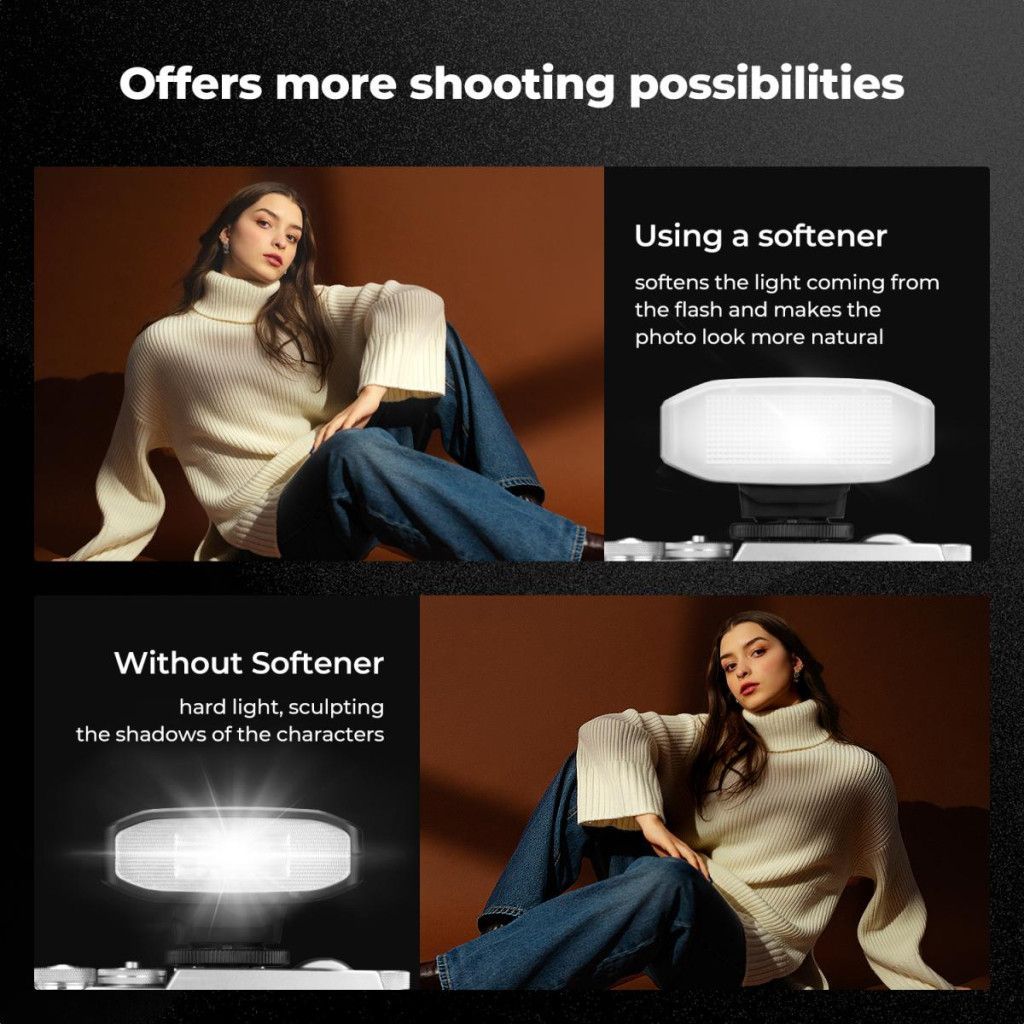 K&F Concept M01 mini vaku, GN12, 5600K, 2000mAh, középpontos érintekzővel