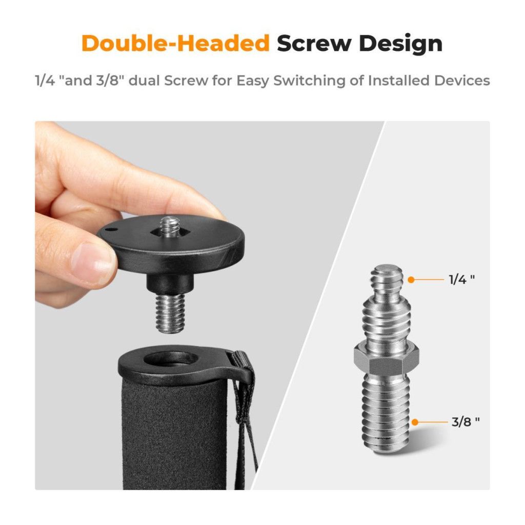 K&F Concept monopod, 160cm, aluminium, 1/4" és 3/8" csatlakozás csuklópánt, fekete