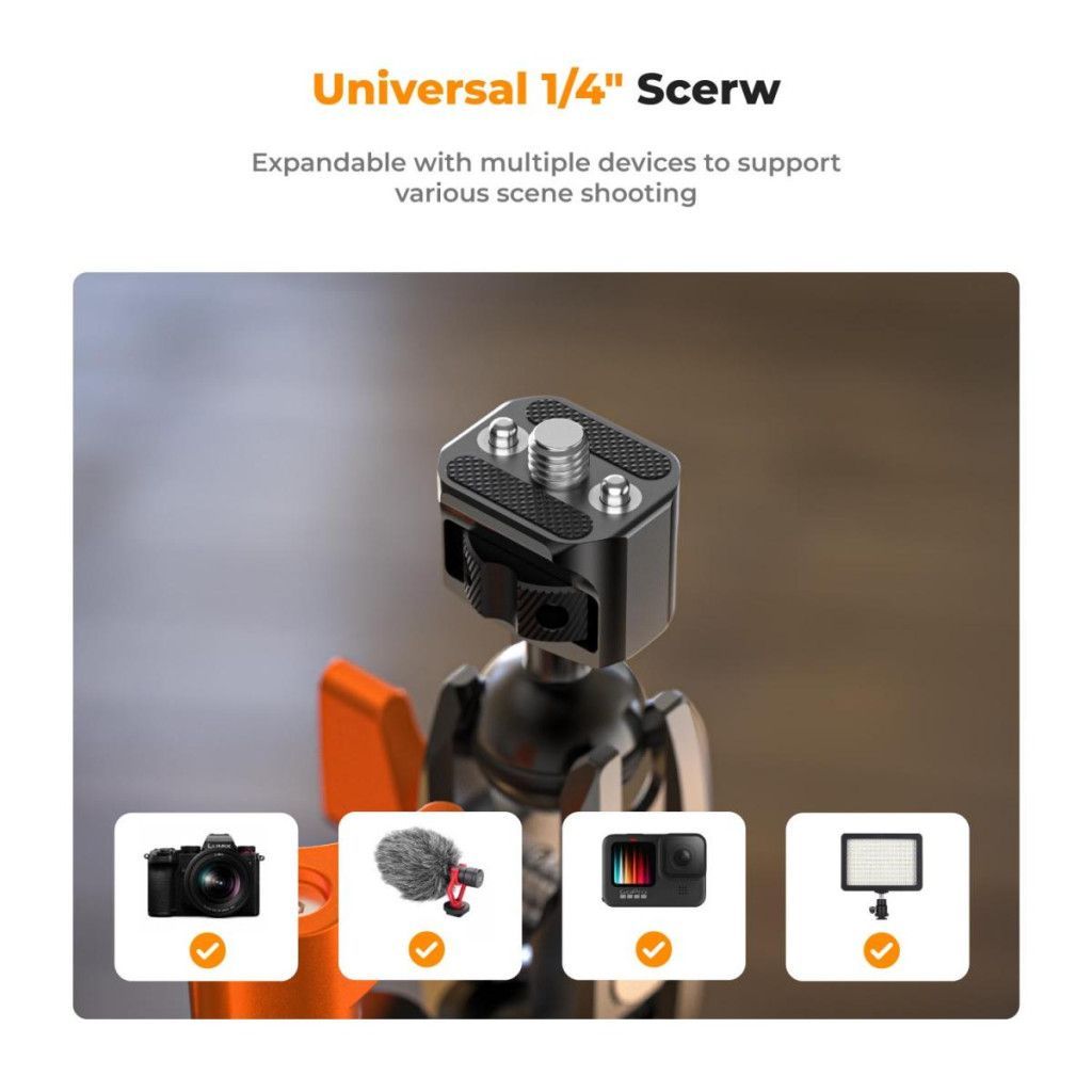 K&F Concept MS13 multifunkciós rögzítő bilincs, satu, magic arm, telefontartó adapter, Gopro adapter