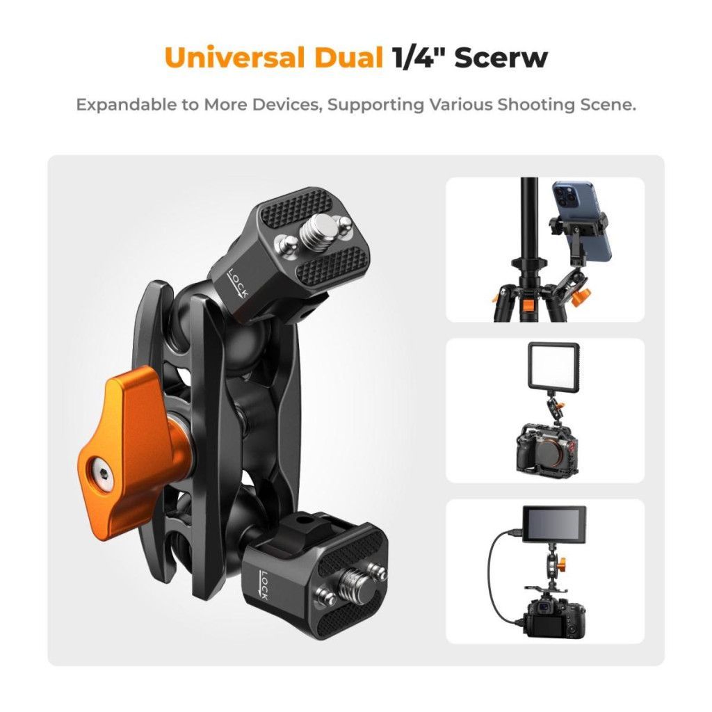 K&F Concept MS14 magic arm, 360°-os forgás, dupla gömbfej, 5kg teherbírás,