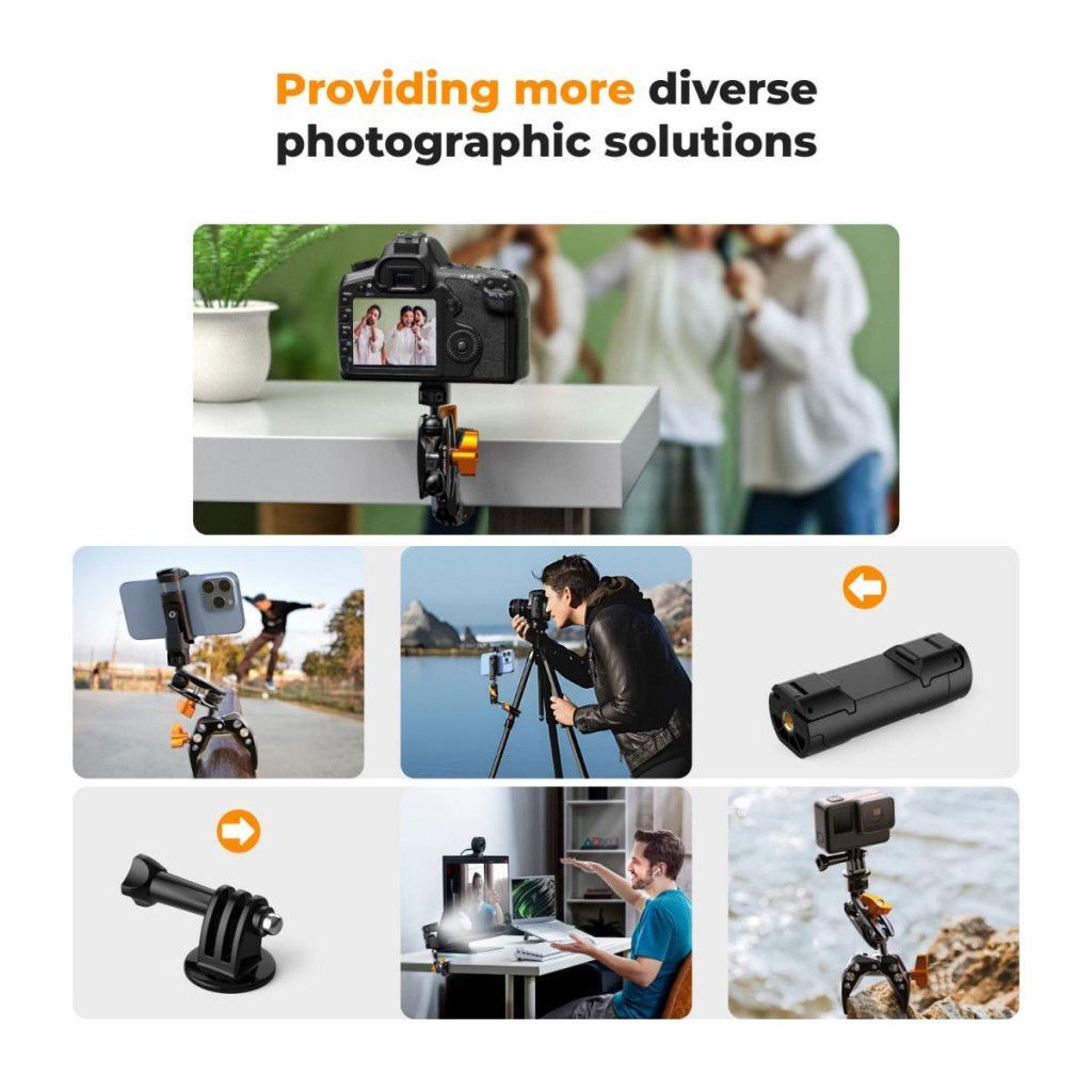 K&F Concept multi funkcionális super clamp, satu, 60mm átfogás