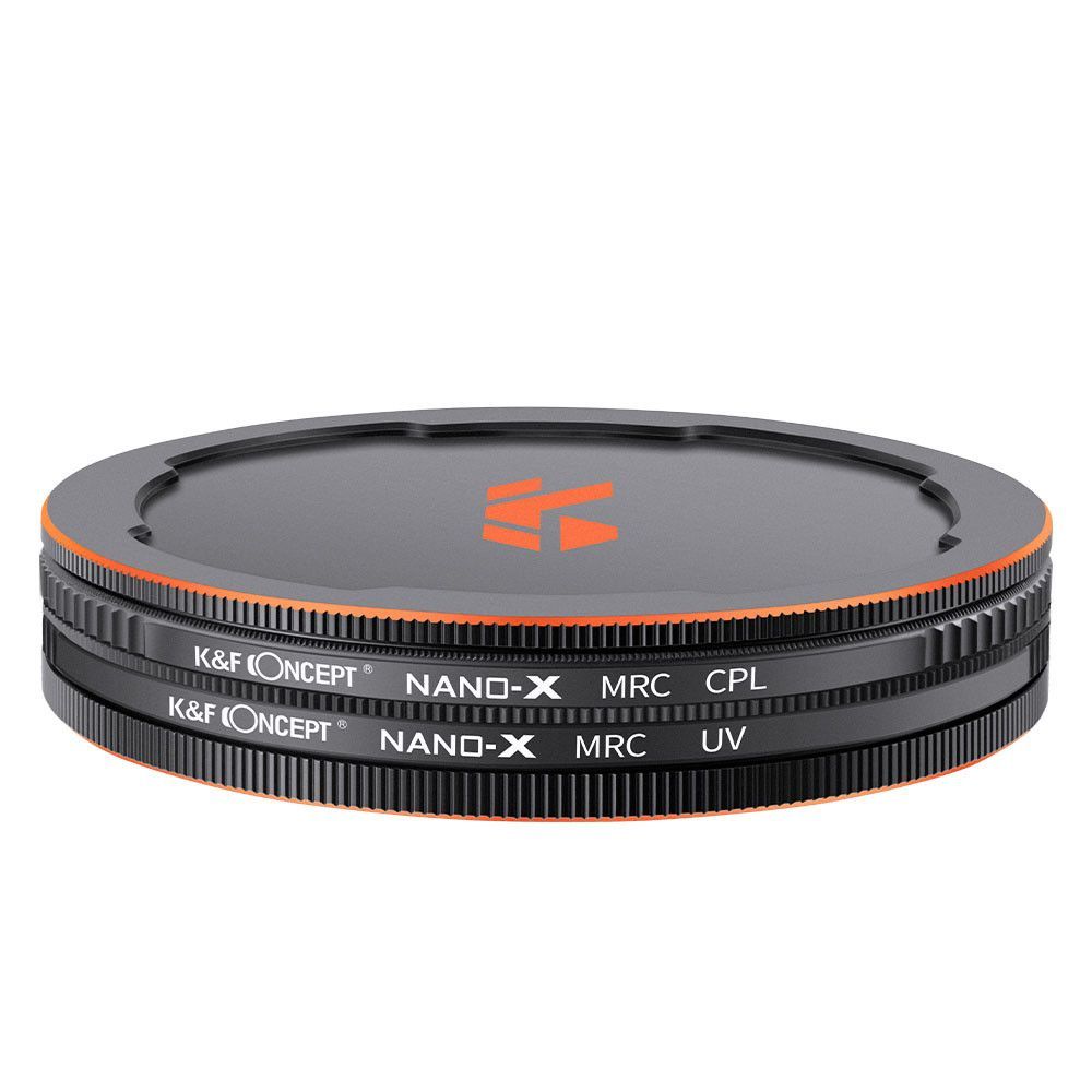 K&F Concept NANO-X series, MCUV + CPL szűrő, vízlepergető, karcálló, fém objektívsapka + tok, 55mm