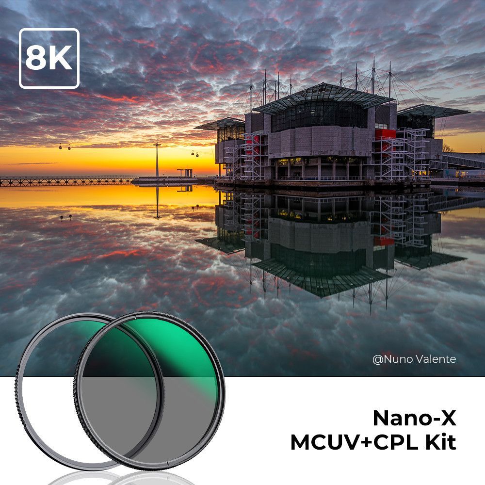 K&F Concept NANO-X series, MCUV + CPL szűrő, vízlepergető, karcálló, fém objektívsapka + tok, 55mm