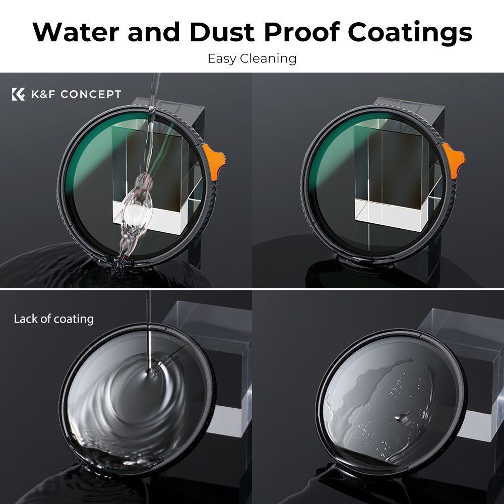K&F Concept NANO-X Slim, HD, VARIO ND 2-400 változtatható szürkeszűrő, vízlepergető, karcálló, 37mm