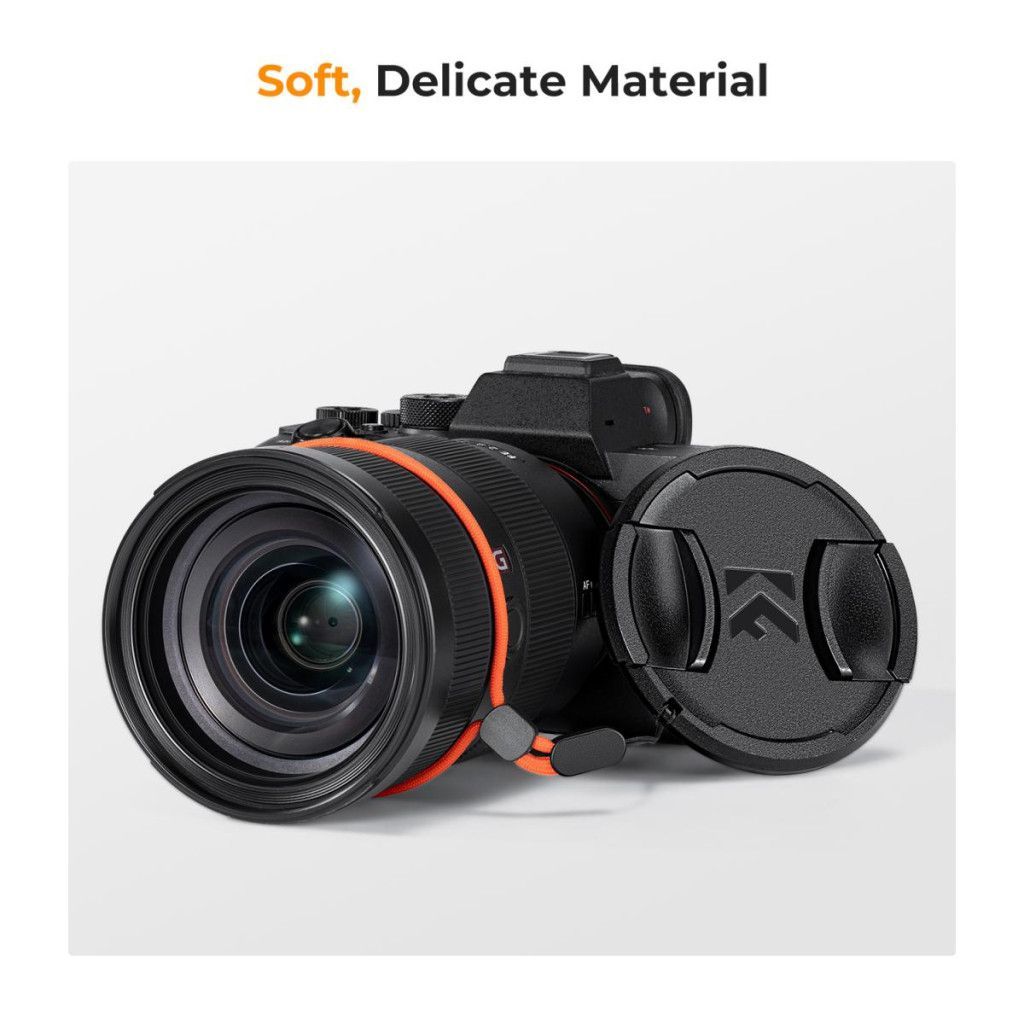 K&F Concept objektívvédő sapka zsinórral + törlőkendő, 82mm