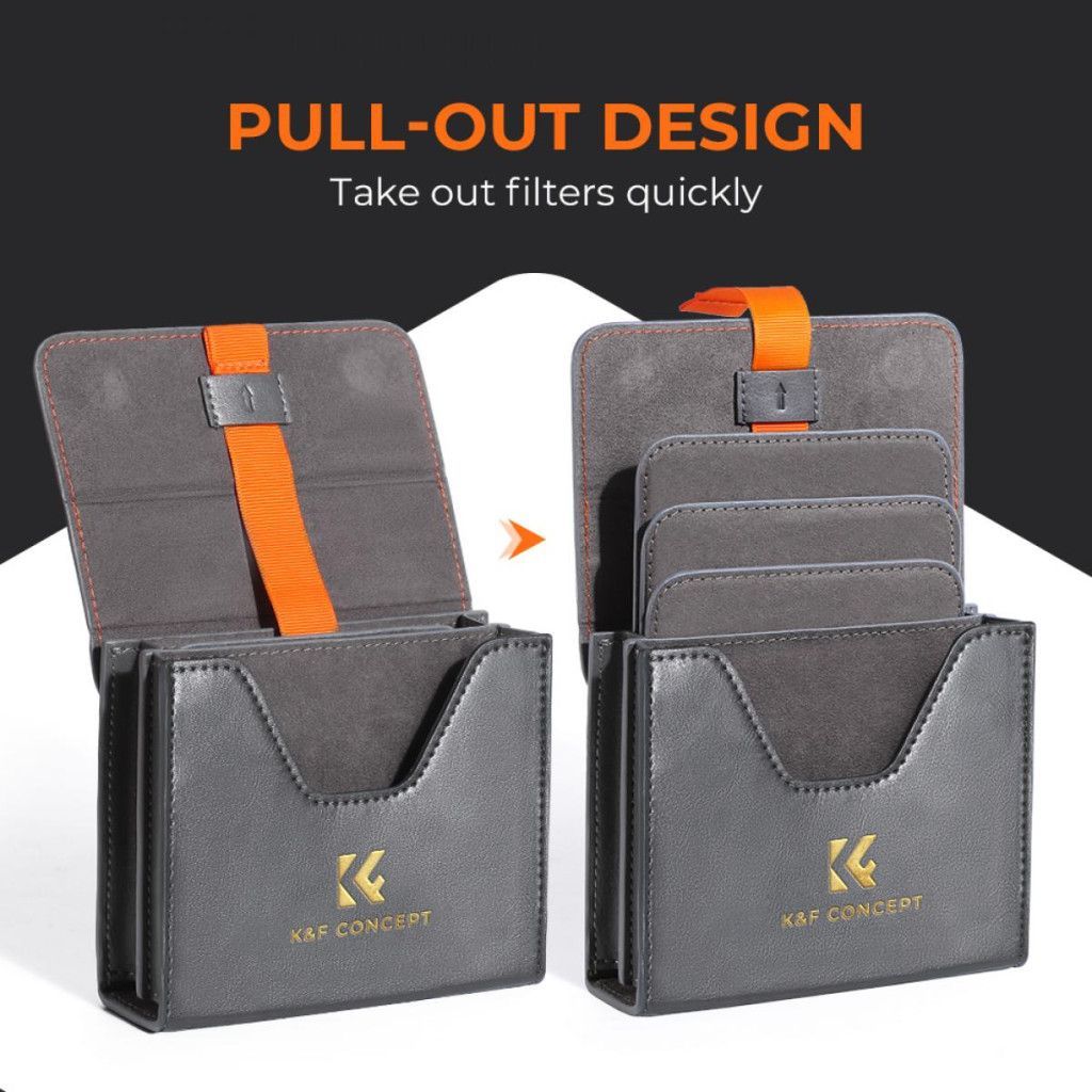 K&F Concept szűrőtartó kemény tok, 3db lapszűrő számára, max 100x100mm