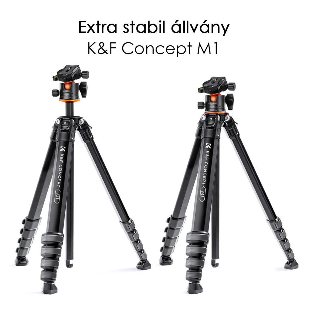 K&F Concept Traveller M1 kompakt utazó fényképező állvány, tripod gömbfejjel V1