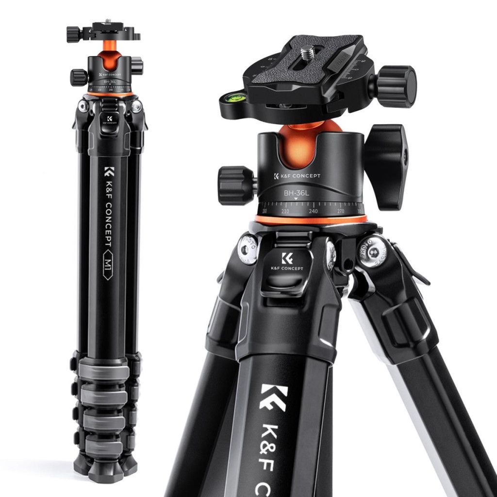 K&F Concept Traveller M1 kompakt utazó fényképező állvány, tripod gömbfejjel V1