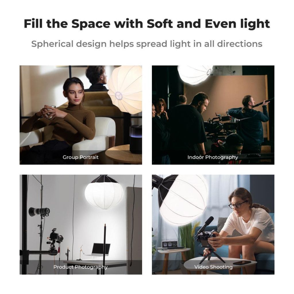 K&F Concept 65cm-es nyitható gömb softbox, lantern, Bowens csatlakozás, hordtáskával
