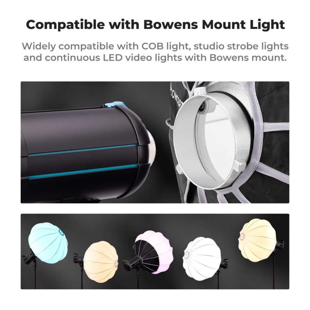 K&F Concept 65cm-es nyitható gömb softbox, lantern, Bowens csatlakozás, hordtáskával