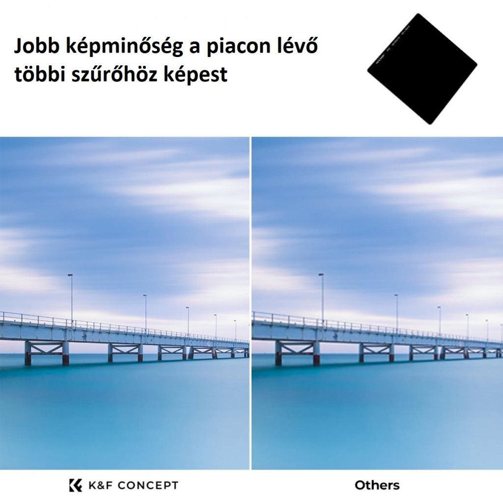 K&F Concept 100*100*2mm, négyzet alakú lapszűrő, ND1000, vízálló, karcálló, HD, zöld bevonatú + tok