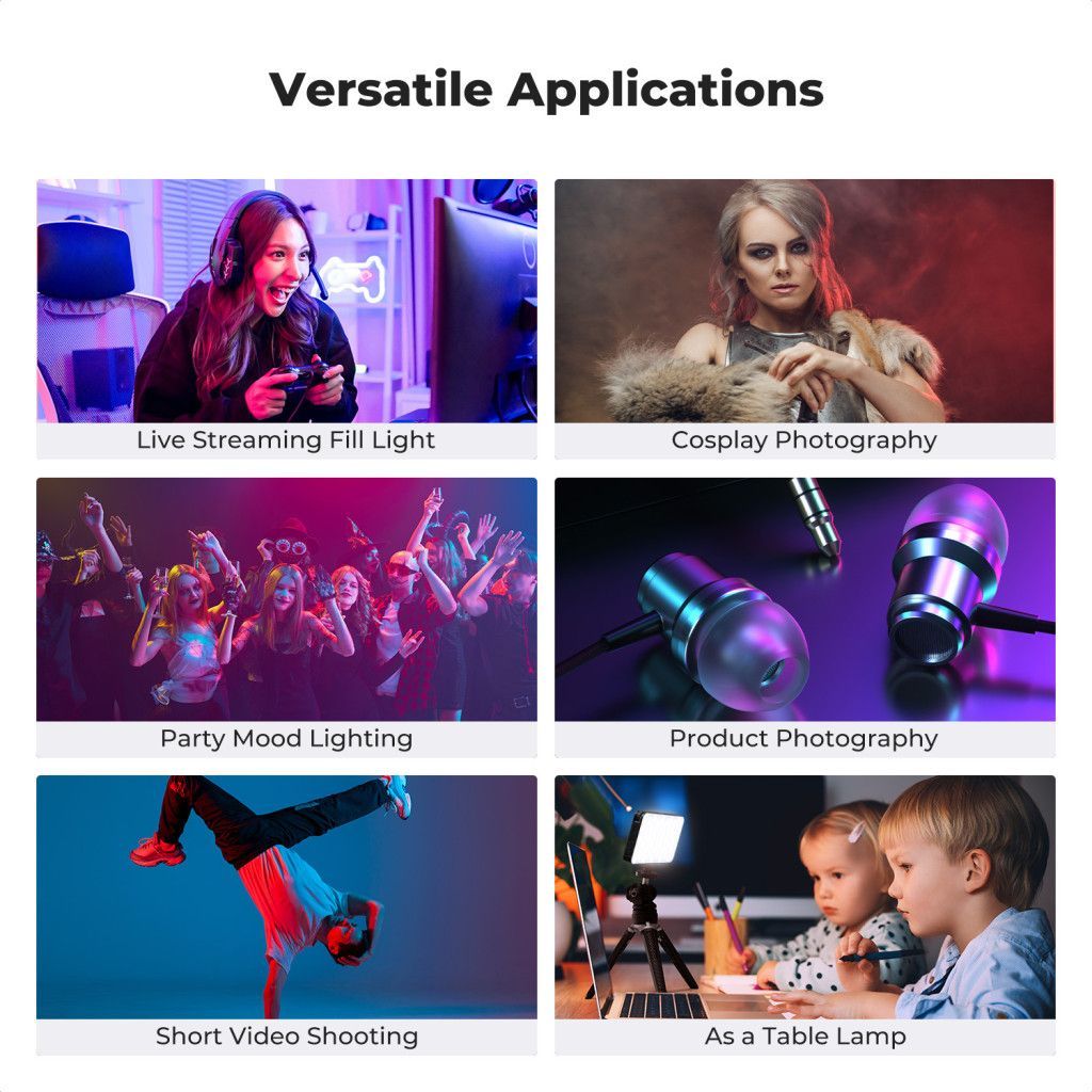 K&F Concept 12W RGB Led lámpa, 2700K-7500K, 95CRI, 13 effekt, 5000mAh