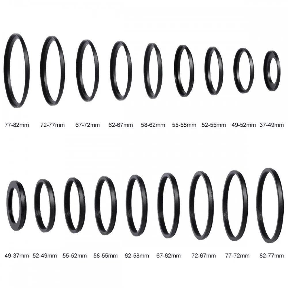 K&F Concept 18 db-os menetátalakító gyűrű szett (Step-Up és Down) 37-82mm