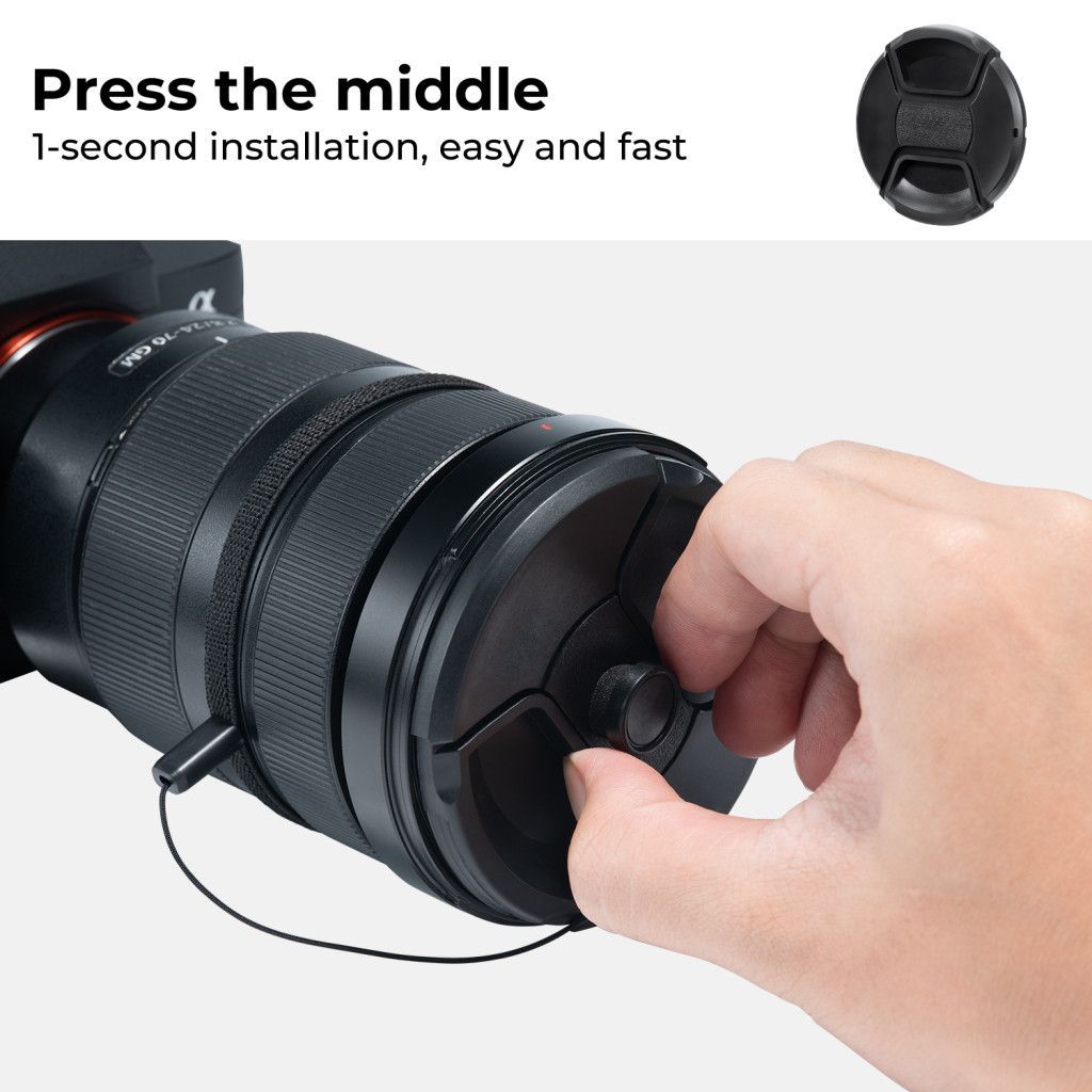 K&F Concept 3db objektívvédő sapka zsinórral + 3db törlőkendő, 43mm