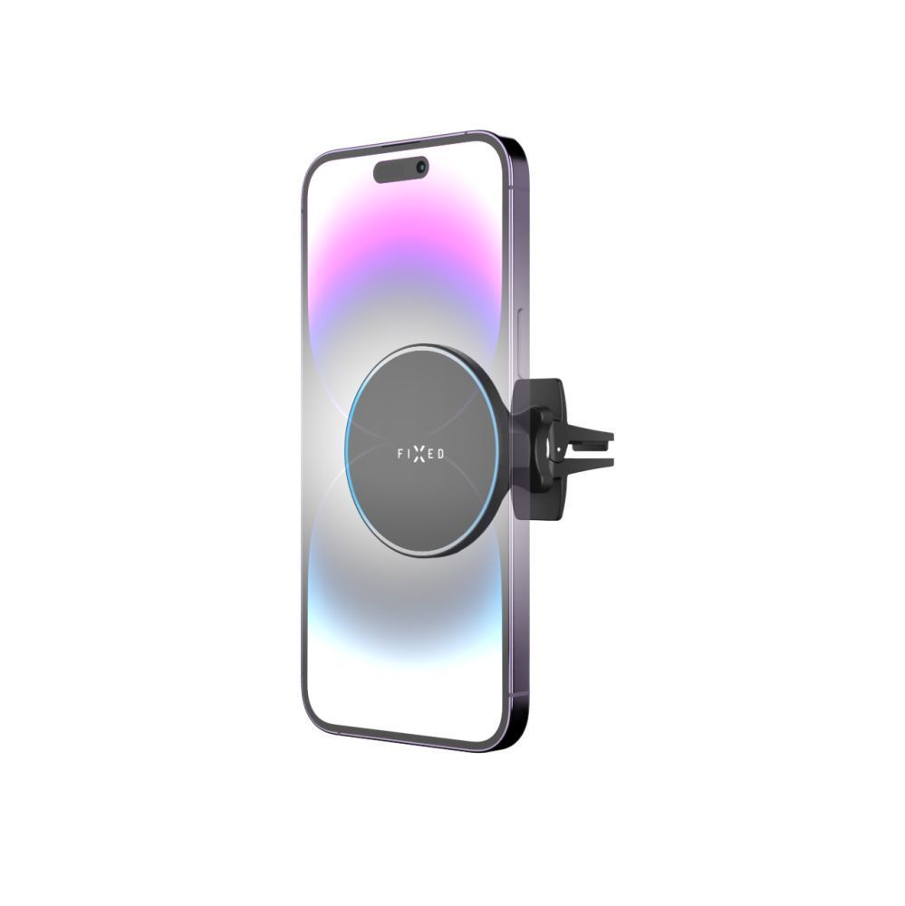 FIXED MagRound mágneses autós vezetéknélküli töltő és telefontartó MagSafe támogatással, fekete, FIXMRO-BK