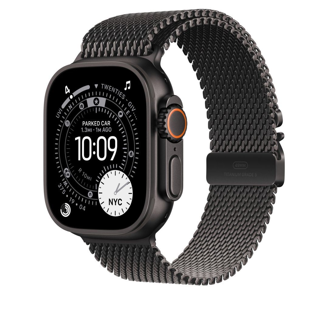 Apple Watch 49mm Loop: Large Titanium Milanese Loop Black