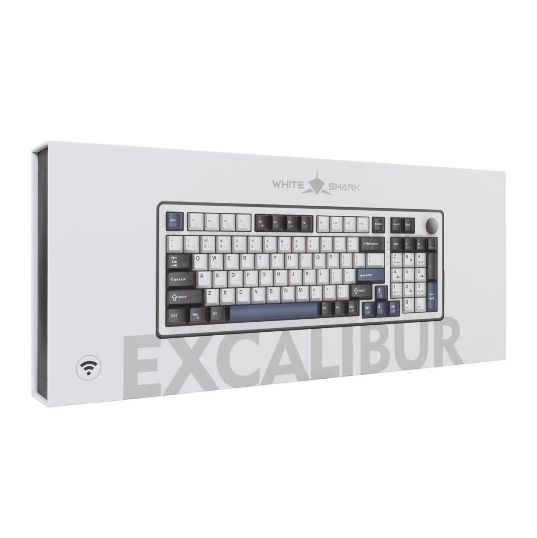 White Shark Excalibur Gaming Wireless Bluetooth Keyboard White US White Shark Excalibur Gaming Wireless Bluetooth Keyboard White US