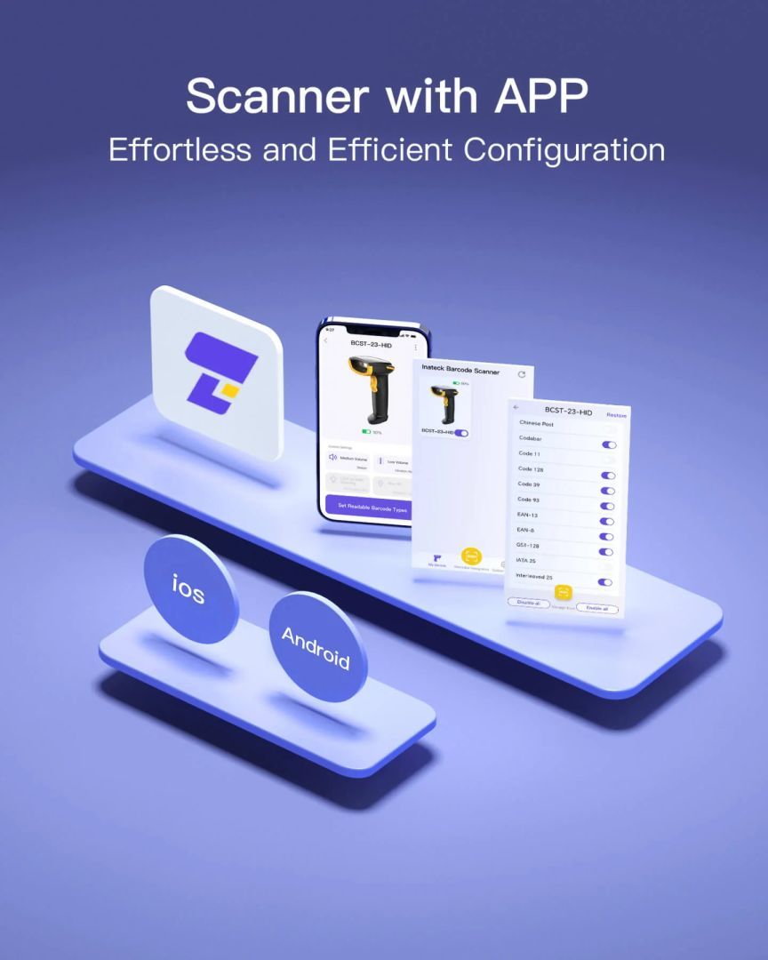 Inateck BCST-23 Vonalkódolvasó Black