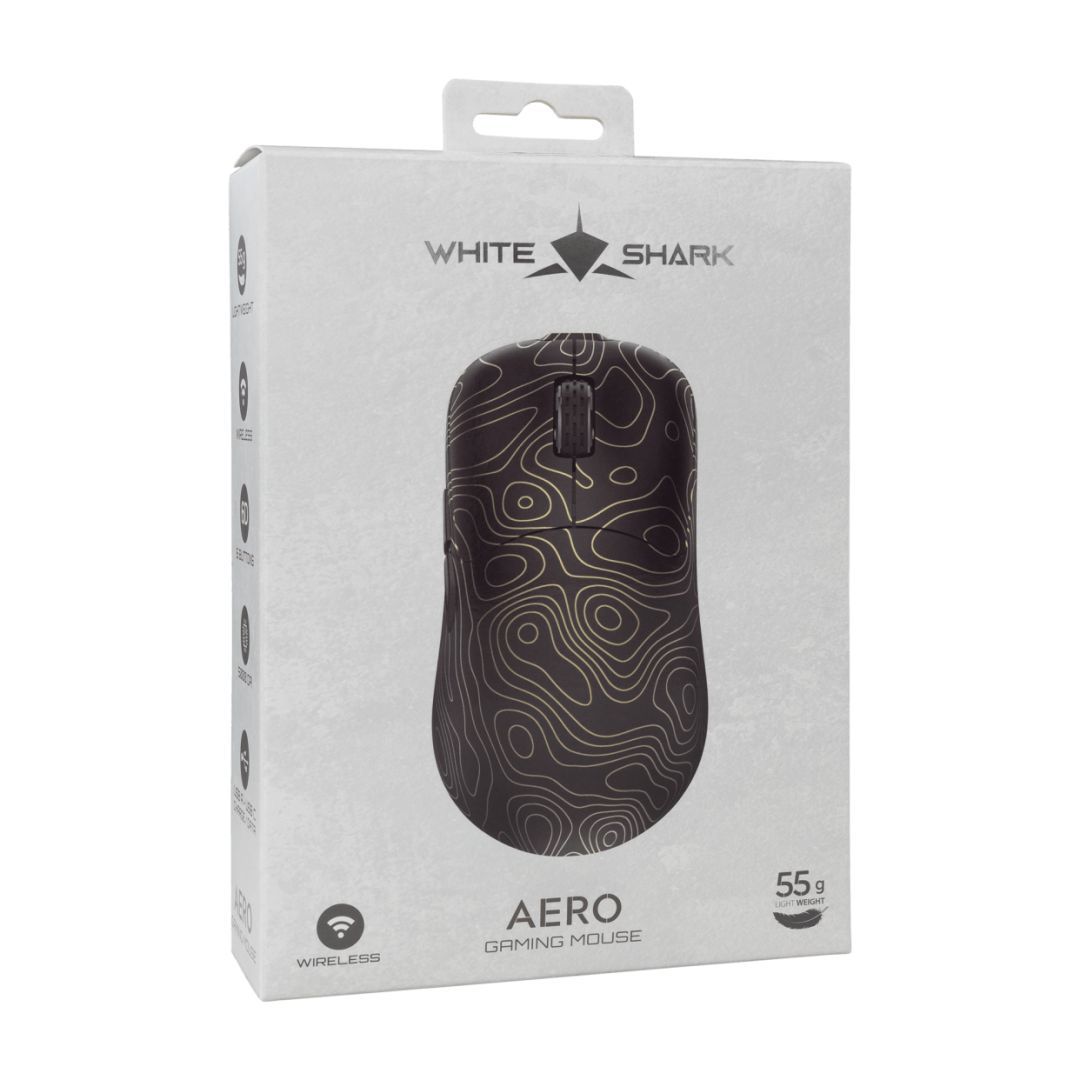 White Shark Aero Gaming Wireless Mouse Black/Gold