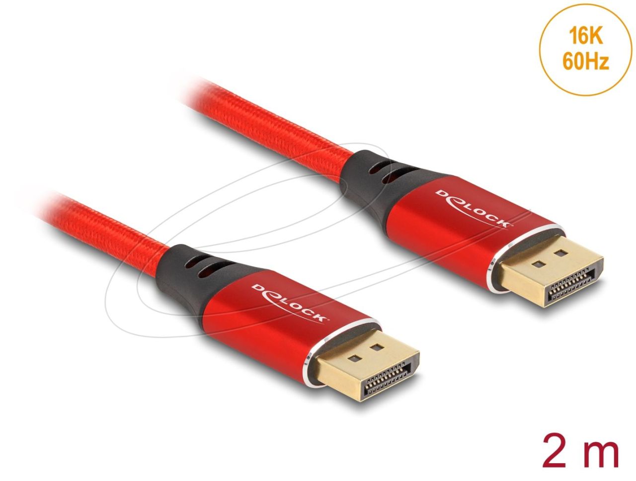 DeLock DisplayPort Cable 16K 60 Hz 2m Red Metal