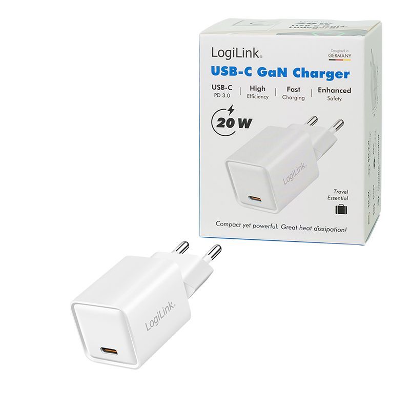Logilink USB-C socket adapter 20W (PD+QC 3.0) White
