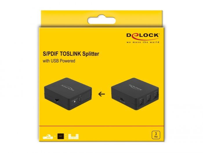DeLock S/PDIF TOSLINK Switch 1 In 3 Out with USB Powered