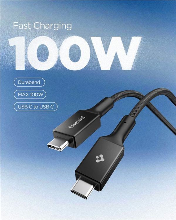 Spigen Essential USB-C to USB-C 100W Fabric Cable Black