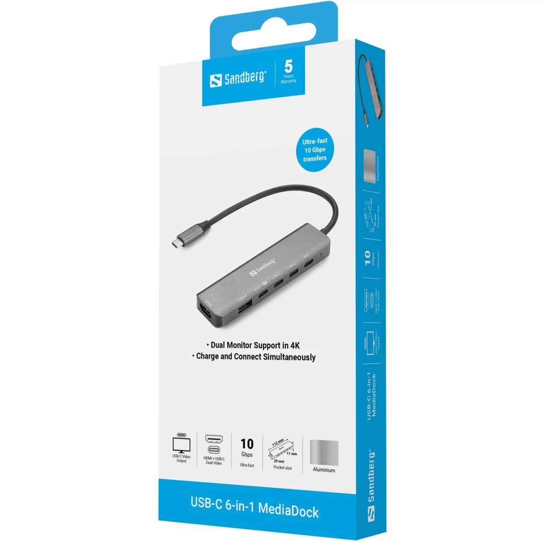 Sandberg USB-C 6-in-1 MediaDock