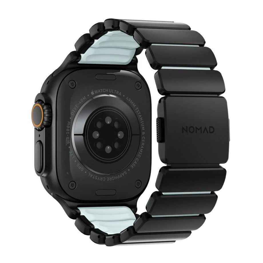 Nomad Stratos Band for FKM AW 45/46/49mm Black Titanium Icy Blue Glow Nomad Stratos Band for FKM AW 45/46/49mm Black Titanium Icy Blue Glow