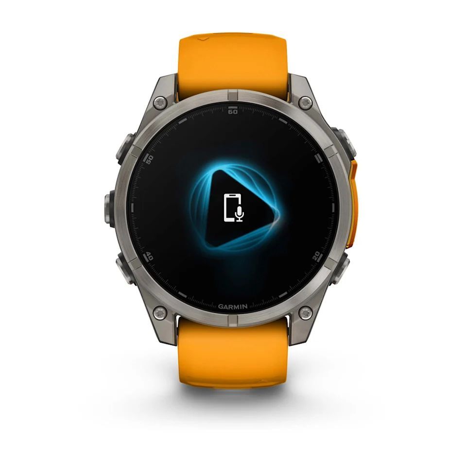 Garmin fenix 8 Titanium with Spark Orange/Graphite Silicone Band