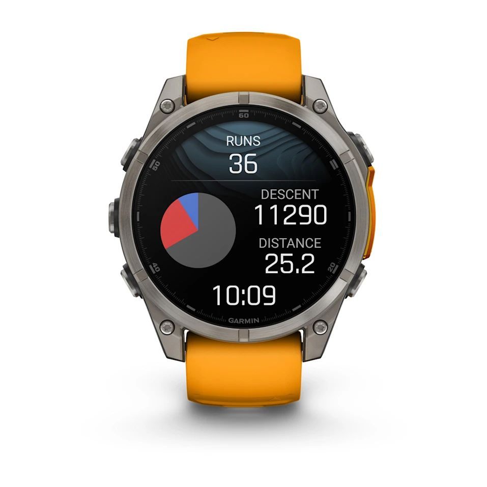 Garmin fenix 8 Titanium with Spark Orange/Graphite Silicone Band