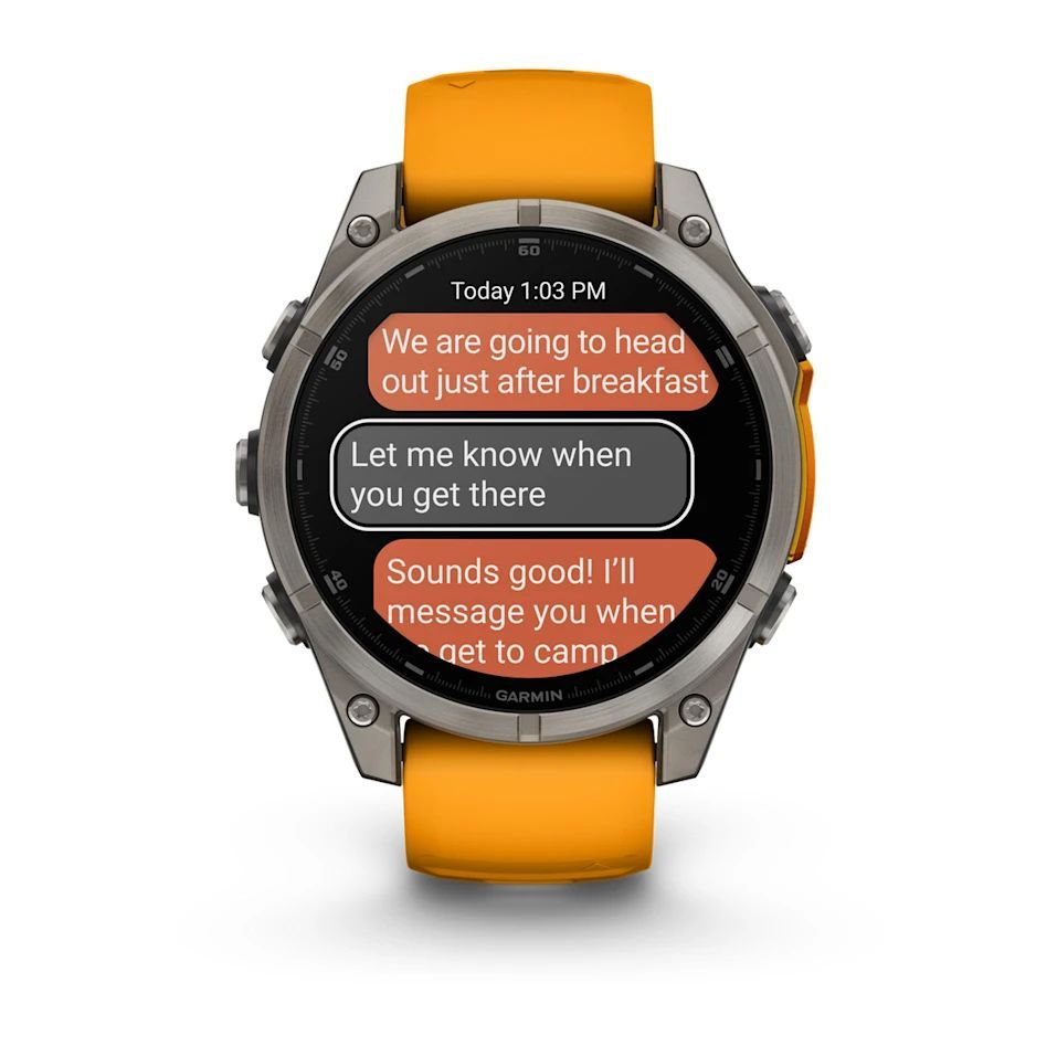 Garmin fenix 8 Titanium with Spark Orange/Graphite Silicone Band