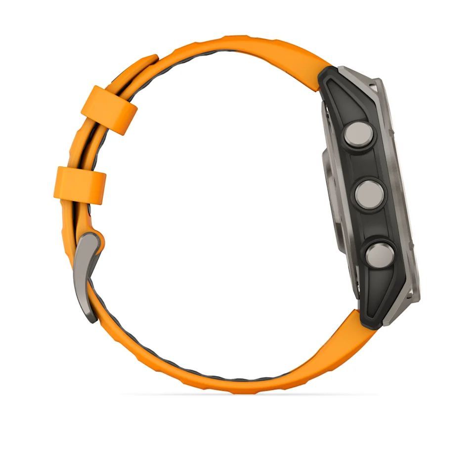 Garmin fenix 8 Titanium with Spark Orange/Graphite Silicone Band