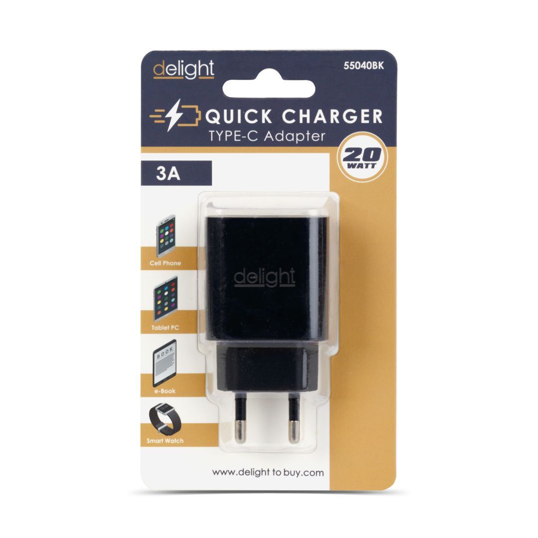 Delight USB Type-C PD20W Fast charger Black