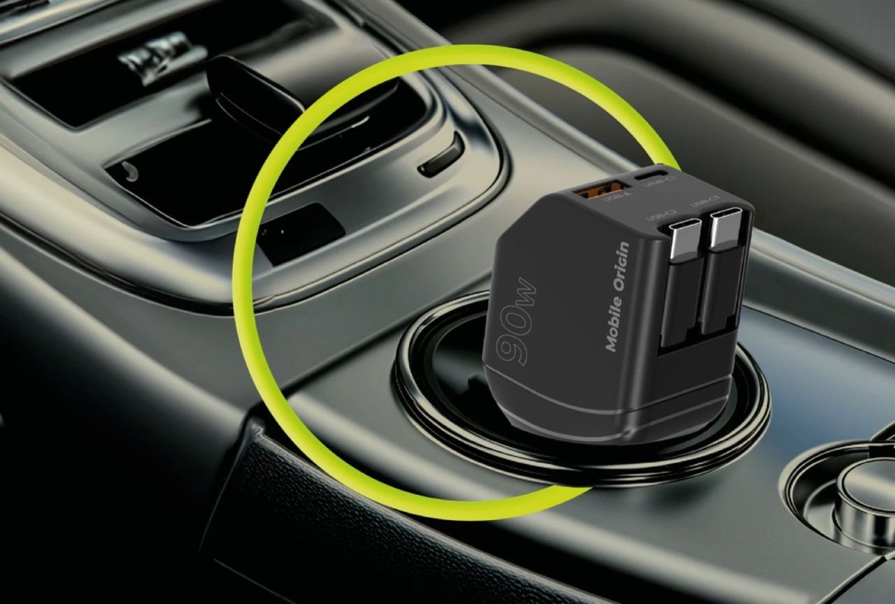 Mobile Origin 90W Car Charger CA22 USB-C + USB-A, 2x USB-C Cable Black