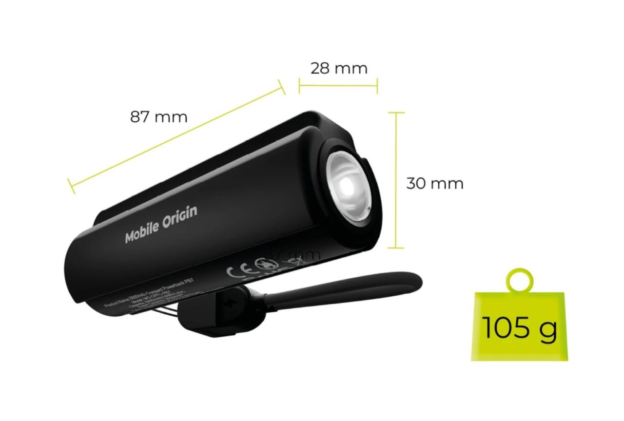 Mobile Origin Compact Flashlight 5000mAh PowerBank Black Mobile Origin Compact Flashlight 5000mAh PowerBank Black