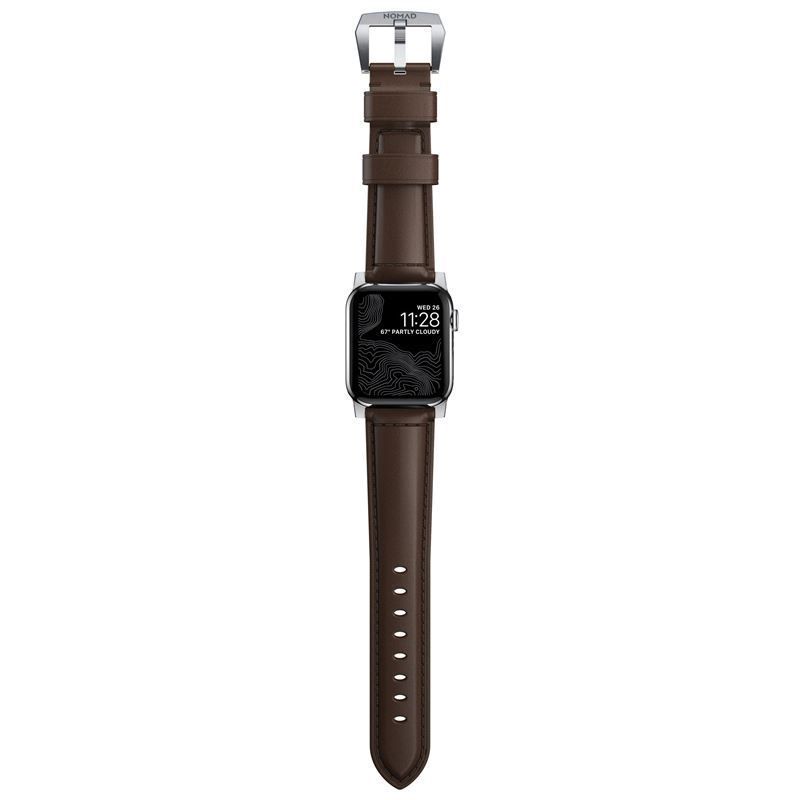 Nomad Traditional Band Apple Watch Ultra 2/1 (49mm) 9/8/7 (45mm)/6/SE/5/4 (44mm)/3/2/1 (42mm) Silver/Brown