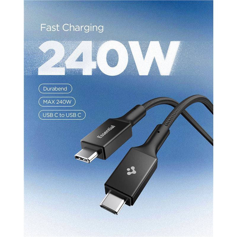 Spigen Essential USB-C to USB-C 240W Fabric Cable Black