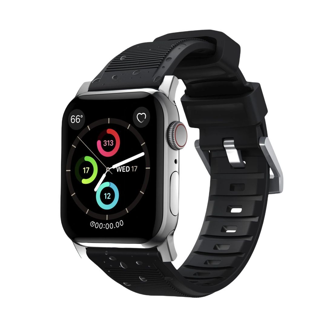 Nomad Rugged Strap with Connectoor Silver for Apple Watch 42/44/45/49mm Black Nomad Rugged Strap with Connectoor Silver for Apple Watch 42/44/45/49mm Black