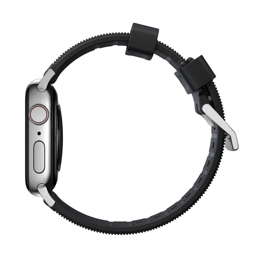 Nomad Rugged Strap with Connectoor Silver for Apple Watch 42/44/45/49mm Black Nomad Rugged Strap with Connectoor Silver for Apple Watch 42/44/45/49mm Black