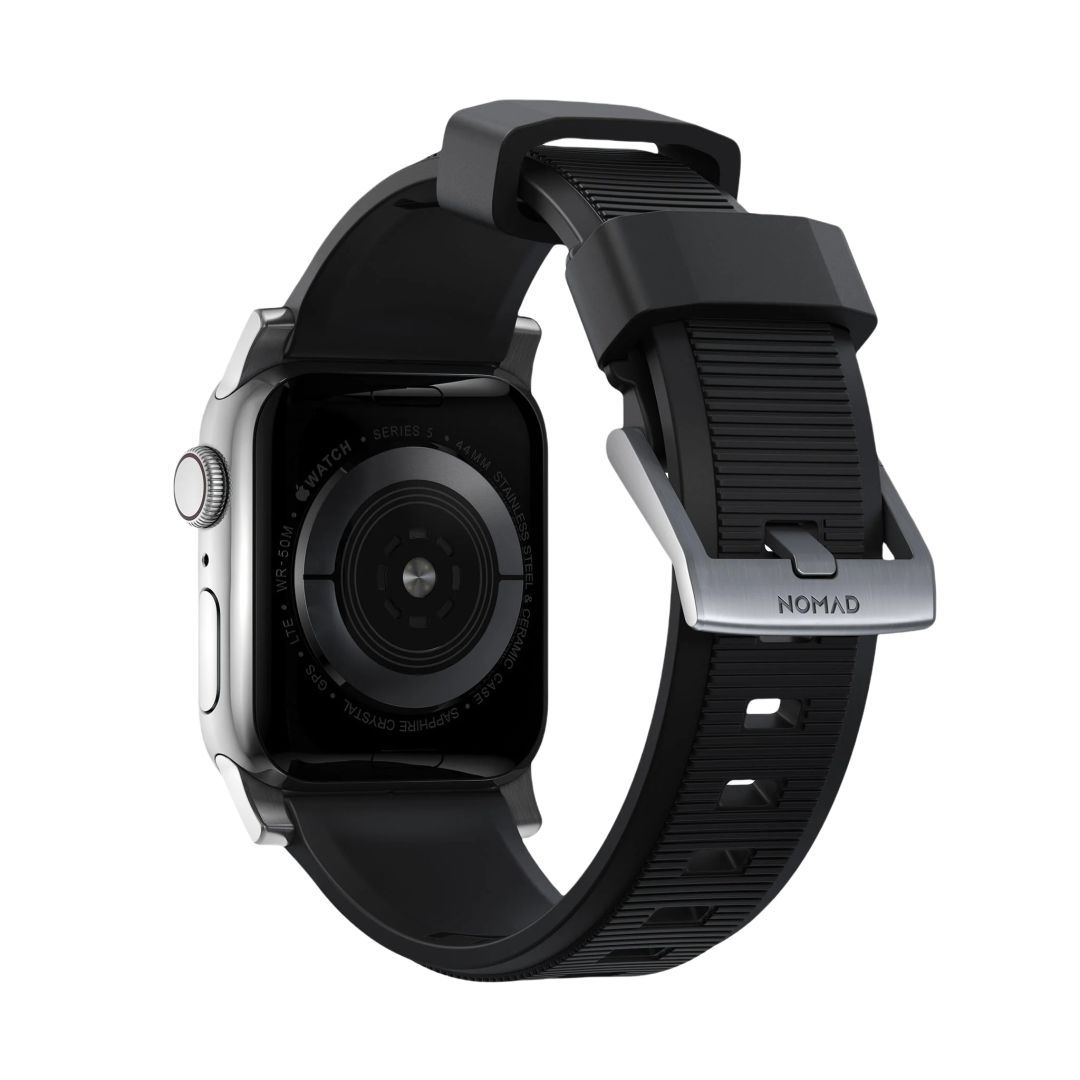 Nomad Rugged Strap with Connectoor Silver for Apple Watch 42/44/45/49mm Black Nomad Rugged Strap with Connectoor Silver for Apple Watch 42/44/45/49mm Black