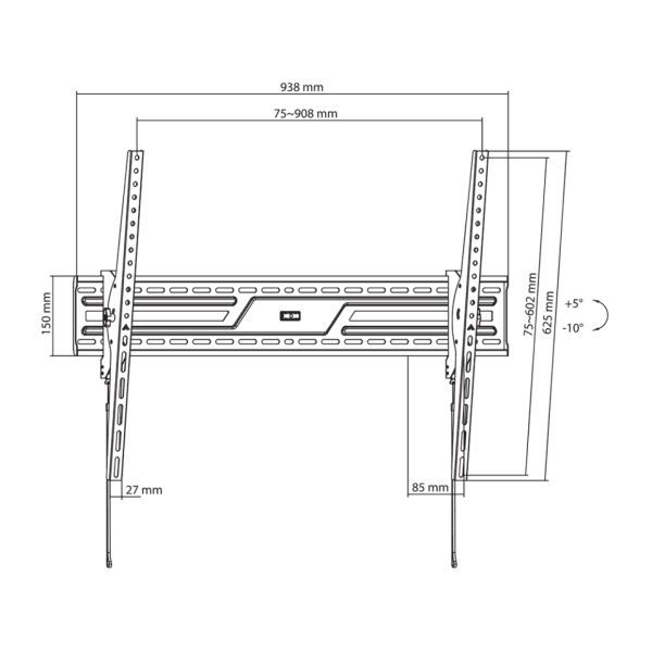 SBOX PLB-4269T-2 Wall Mount 43"-100" Black