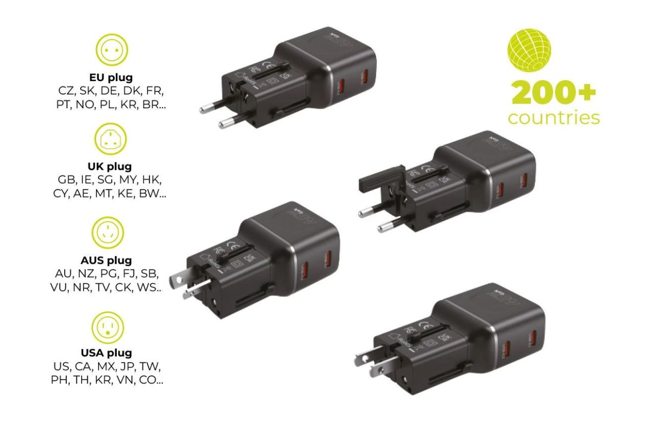 Mobile Origin 45W Travel Adapter EU/US/UK/AU PW26 Black