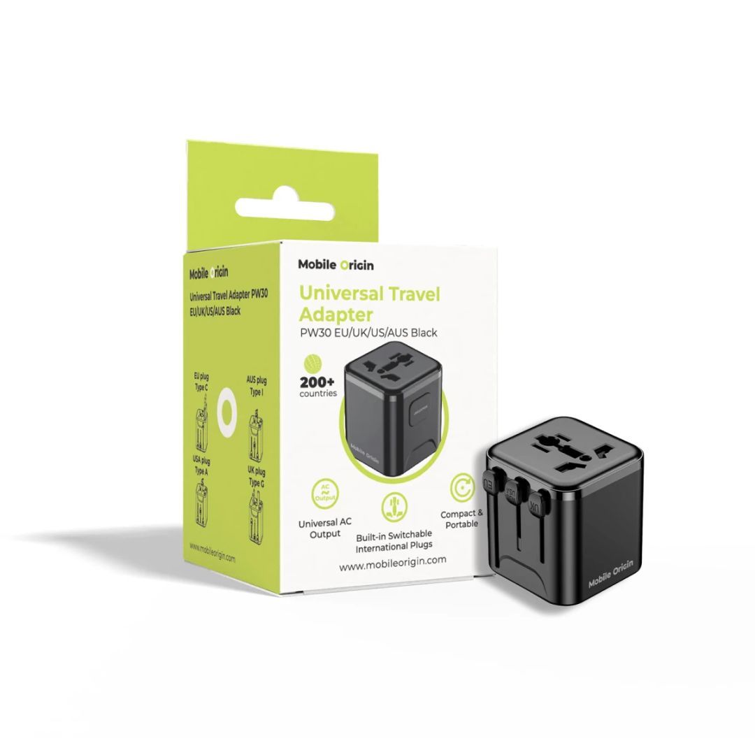 Mobile Origin Universal Travel Adapter PW30 EU/UK/US/AUS Black
