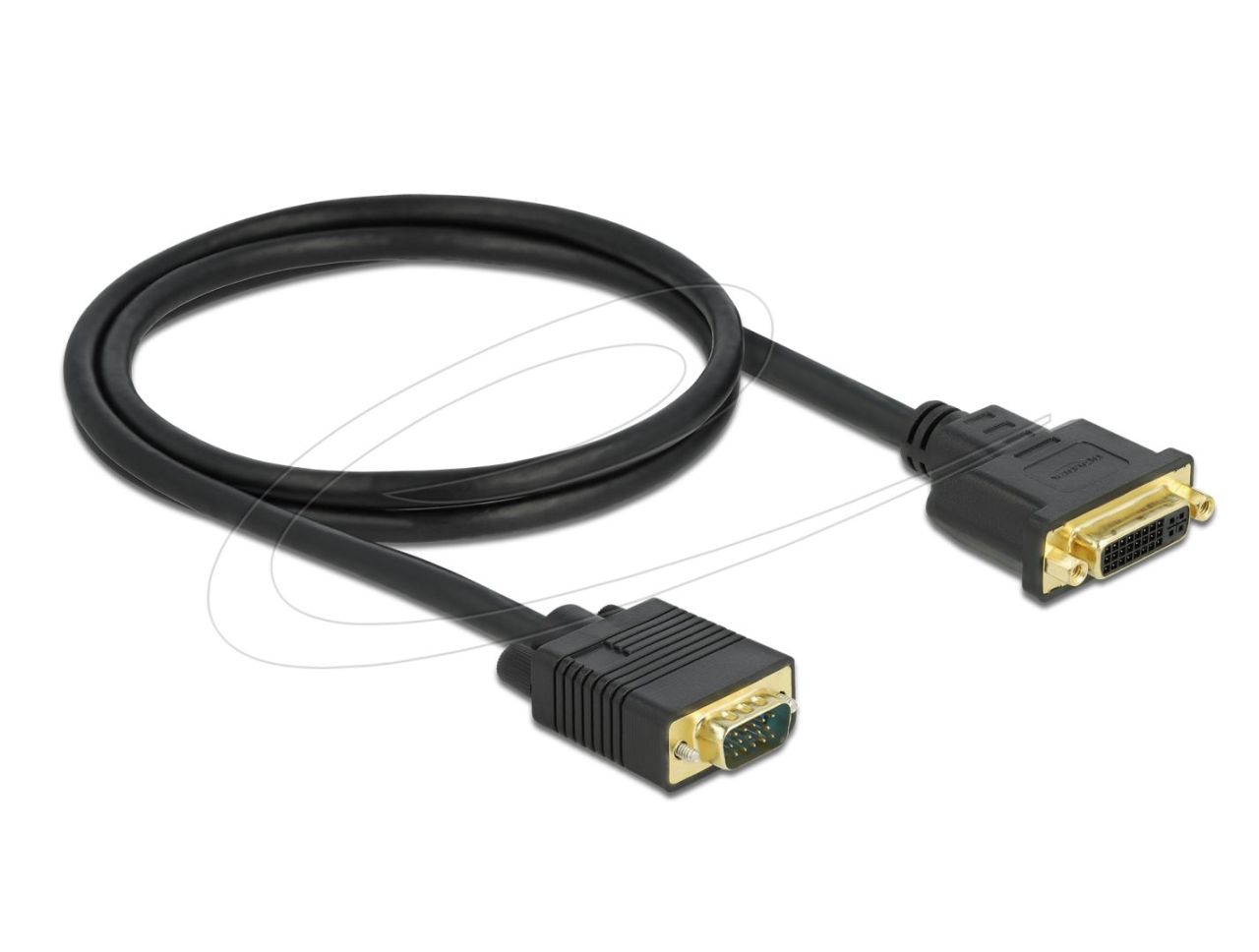 DeLock DVI 24+5 female to VGA male cable 1m Black