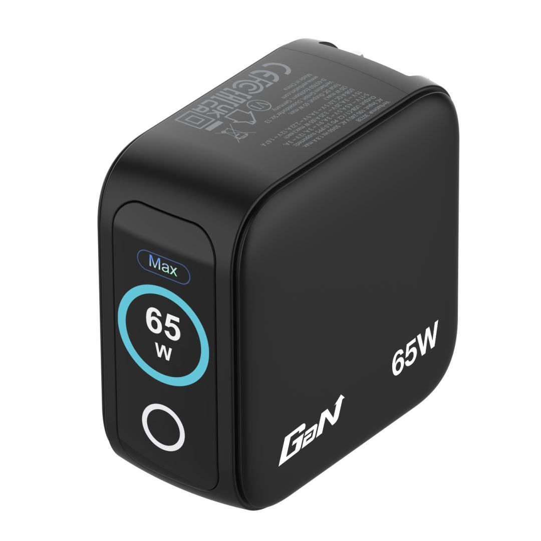 Verbatim Mini GaN Charger 3 Port 65W with Display (EU/UK/US) Black Verbatim Mini GaN Charger 3 Port 65W with Display (EU/UK/US) Black