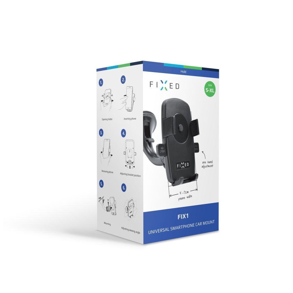 FIXED fix1 univerzális tartó tapadókoronggal mobiltelefonokhoz és okostelefonokhoz, 5-7 cm szélességben, kibővítve