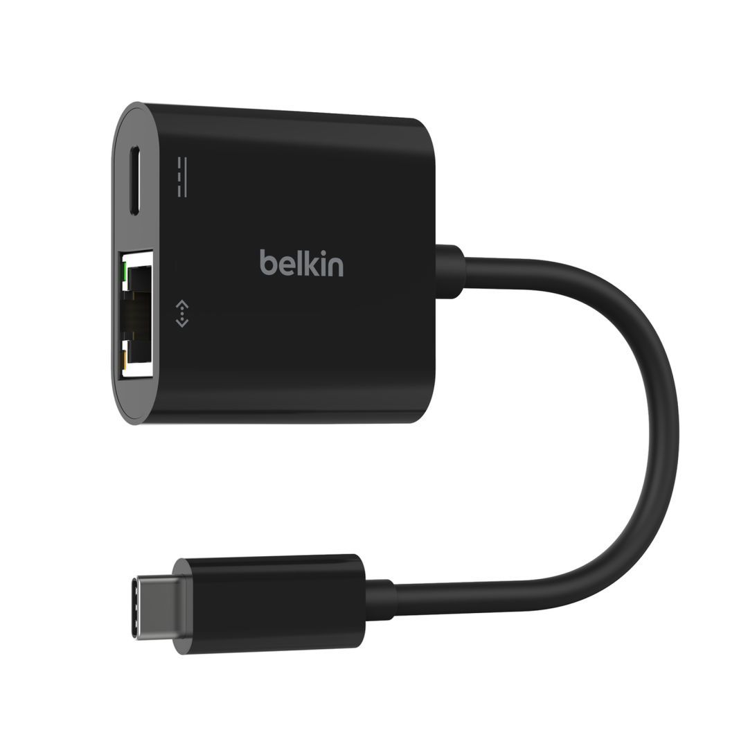 Belkin USB-C to Ethernet + Charge Adapter 100W Black Belkin USB-C to Ethernet + Charge Adapter 100W Black