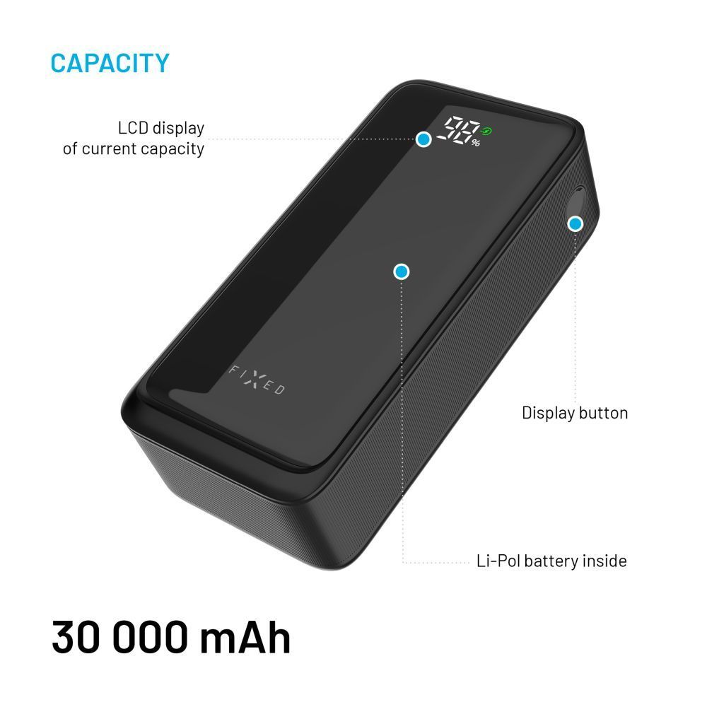 FIXED Zen2 30, 30 000 mAh PowerBank, fekete